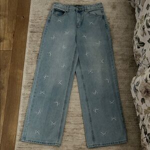 Embroidered Light Blue Women's Flare Jeans